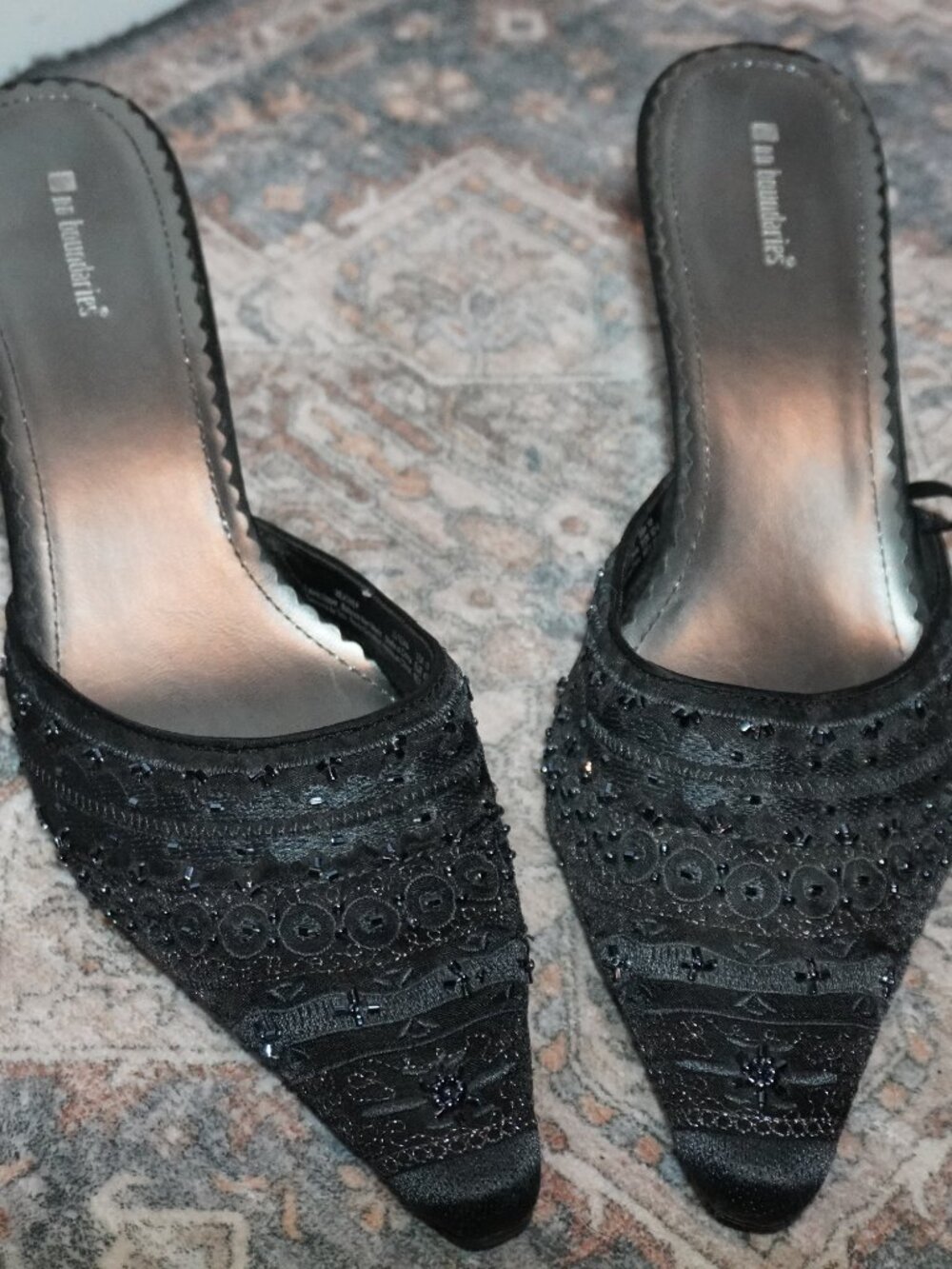No Boundaries Black Beaded Kitten Heels 10